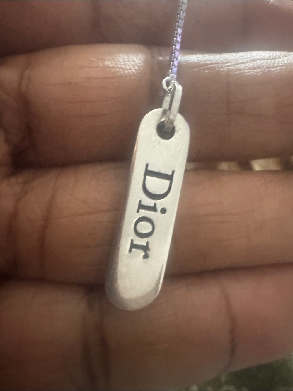 Dior Silver Chain Necklace with Logo Pendant - Picture 7 of 8
